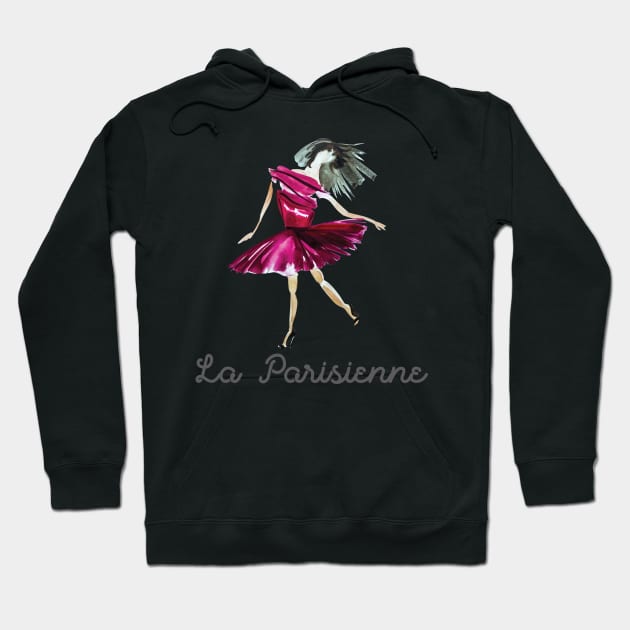 La Parisienne in red dress Hoodie by IngaDesign